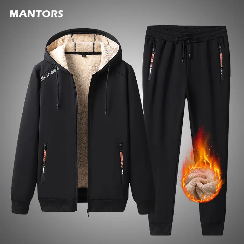 Mens Tracksuits Winter Sets Cashmere Tracksuit Men Clothing Fleece HoodiePants 2 Pieces Set Casual Warm Track Suit Yttre kläder 221130