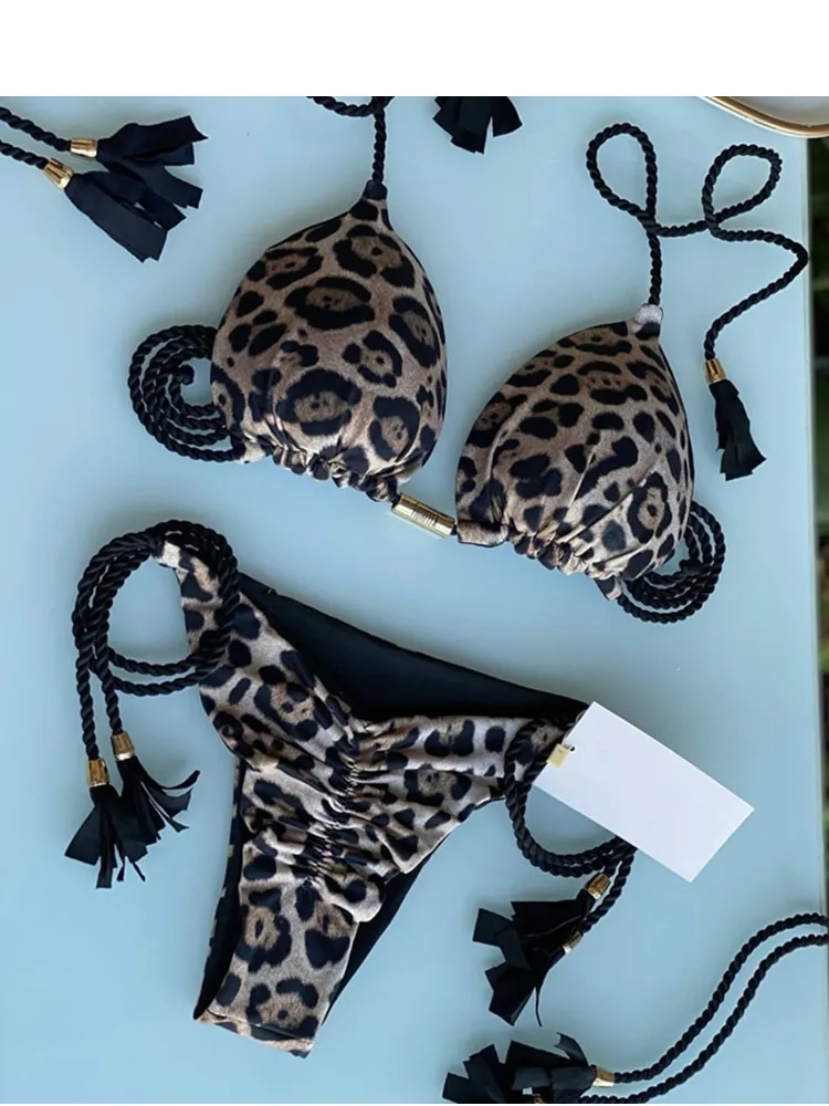 Damen-Sommer-Sexy-Bademode, Kontrastfarbe, Leopardenkorn-Bikini, Badeanzug, Schwimmen, Strandmode, zweiteilig, modische Bikinis mit hoher Taille, Badeunterwäsche, Badebekleidung