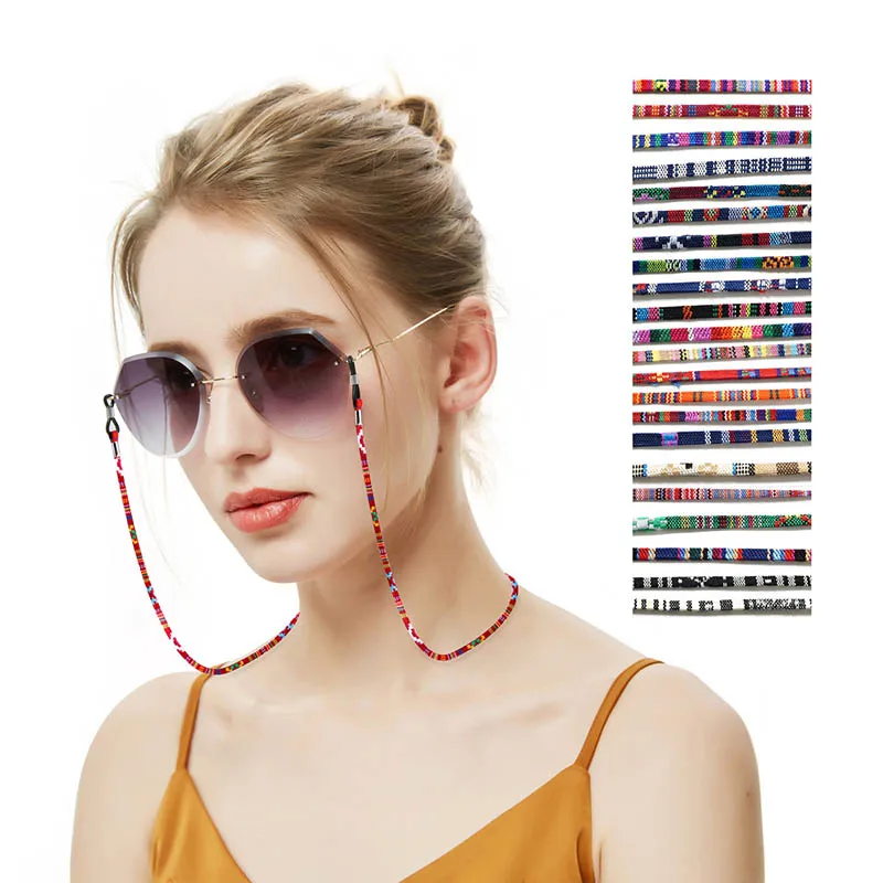 Красочные тканевые очки цепочки богемный стиль ткань солнцезащитные очки 22 цвета оптом