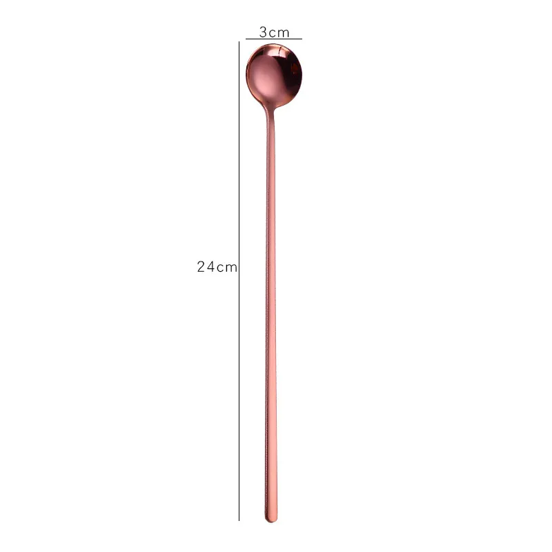 Long Handle Coffee Tea Stir Spoon Stainless Steel Cocktail Stirring Spoons Dessert Scoop Cafe Kitchen Accessory
