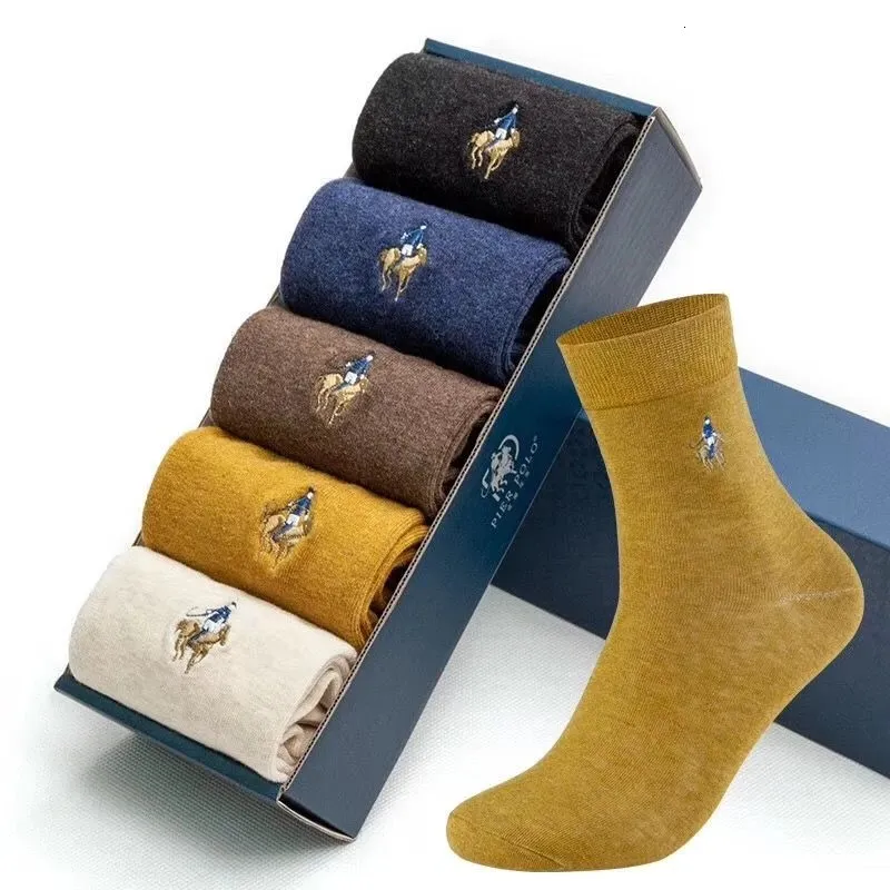 Herren Socken Box Geschenk Mode Hohe Qualität 5 Pairslot Marke Casual Baumwolle Männlich Junge Business Stickerei 221130