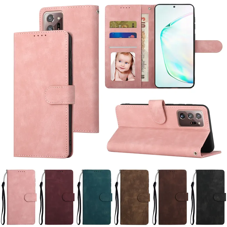 Smycz magnetyczny Flip Flip Case dla Samsung Galaxy S22 Ultra S20 Plus S21 S21FE Note20 A13 A33 A53 A73 5G A82 A72 A52 A32 Matte skórzane skorupa portfela