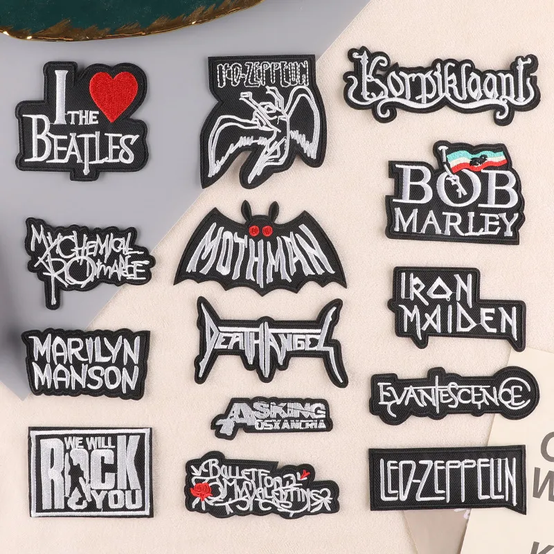 Noties naaien ijzer op patches punk witte letter geborduurde patch voor motorfiets fietsjack coole appliques sticker diy tassen hoeden jeans