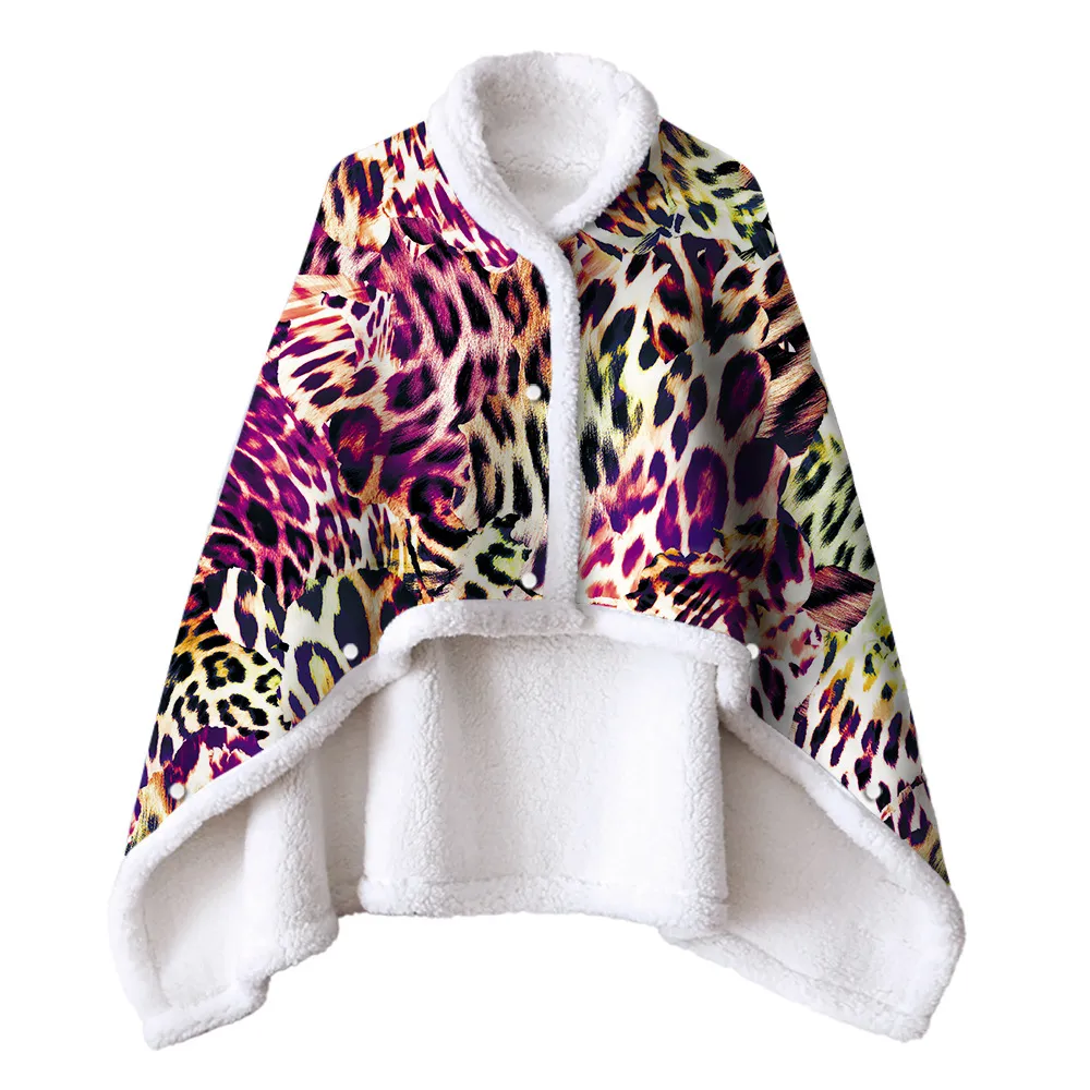 Couverture imprimée léopard d'automne, châle portable pour salon, canapé d'intérieur, couvertures chaudes