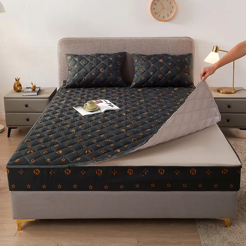 매트리스 패드 지퍼 6면이있는 매트리스 패드 퀼트 인쇄 침대 덮개는 모두 포괄적 인 타타미 소파 침대 스프레드 시트 사용자 정의 크기 221129