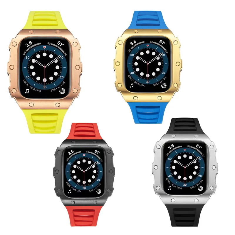 Cinturini intelligenti Custodia in lega di metallo Cinturino in silicone Kit di modifica per orologi AP fai-da-te fit iWatch 8 7 6 5 4 SE Cinturino per Apple Watch Series 8 7 45mm 44mm