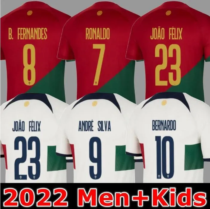 Portugal 2022-23 Jerseys de football de qualité thaïlandaise Dalot Pepe Ruben Dias Raphael Palhinha Ronaldo B.Fernandes Andre Silva Bernardo Joao Felix Danilo Men Kids Jersey