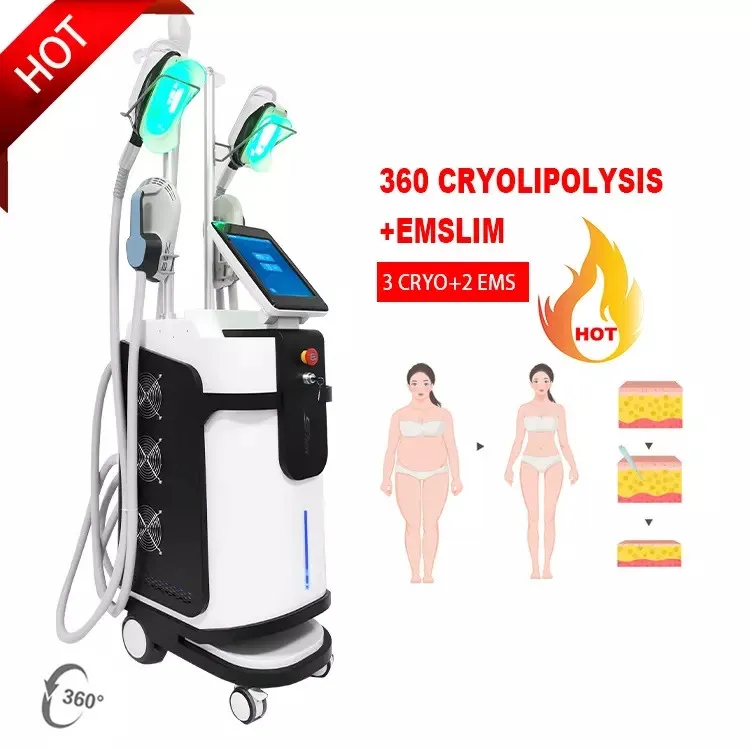 Cryothérapie Refroidissement sculptant Minceur EMSLIM CRYO 2 en 1 HI-EMT Machine EMS Muscle Sculpt Stimulateur musculaire Cryolipolyse Gel de graisse Équipement de beauté