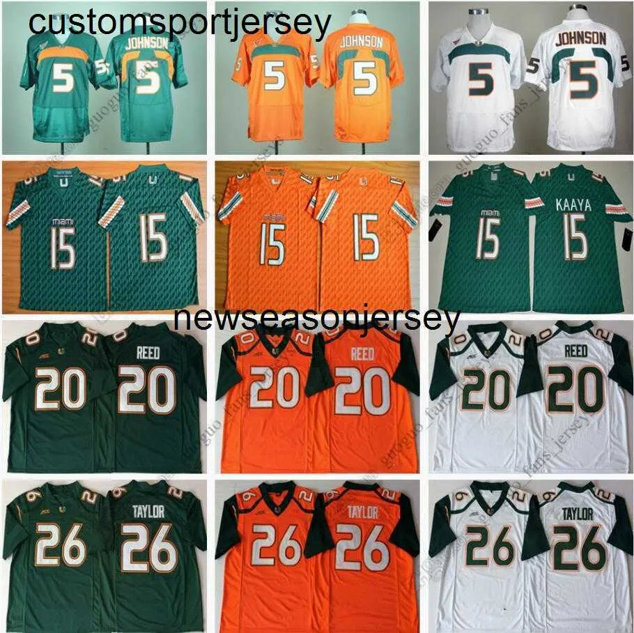 NCAA Hurricanes Fußballtrikot Johnson Brad Andre Kaaya Reed Sean Taylor Ed Orange Weiß S--XXL 12