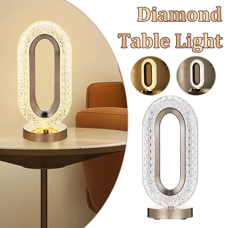 Lampes de table LED diamant lumière chevet chambre sommeil éclairages 3 couleurs gradation cristal lumières ornement cadeau pour salon