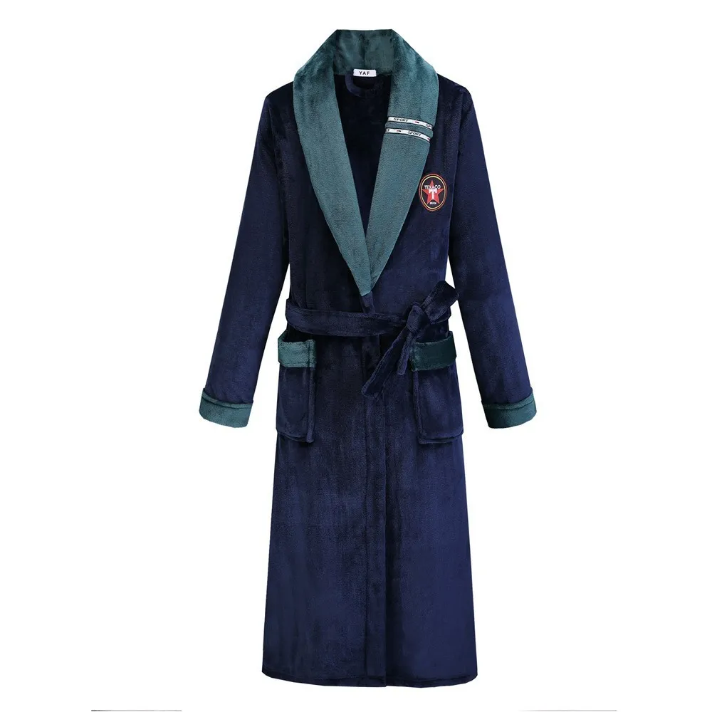 Męskie szaty jesienne zimowe gęstość szaty mężczyzn Kimono Bathobe suknia koszuli nocnej ciepła flanelowa męska odzież nocna intymna bielizna plus odzież domowa w rozmiarze 221130