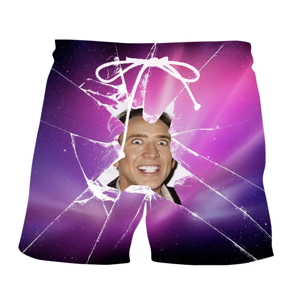 Hip Hop Sportwear Punk Casual Loose Pants Autumn Men Print Cool Print Famous Ator Nicolas Cage 3D Shorts 005