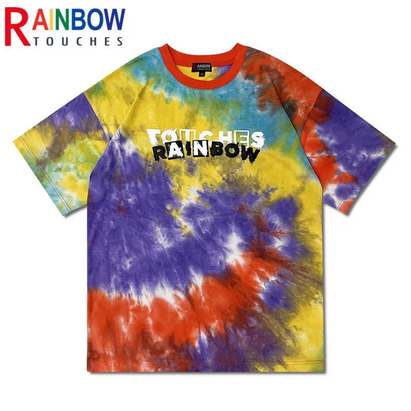 T-shirts hommes Rainbowtouches Tie Dye T-shirt 2022 Design original Marque de mode Unisexe Manches courtes Oversize Lâche High Street Femmes Hommes Chemise T221130