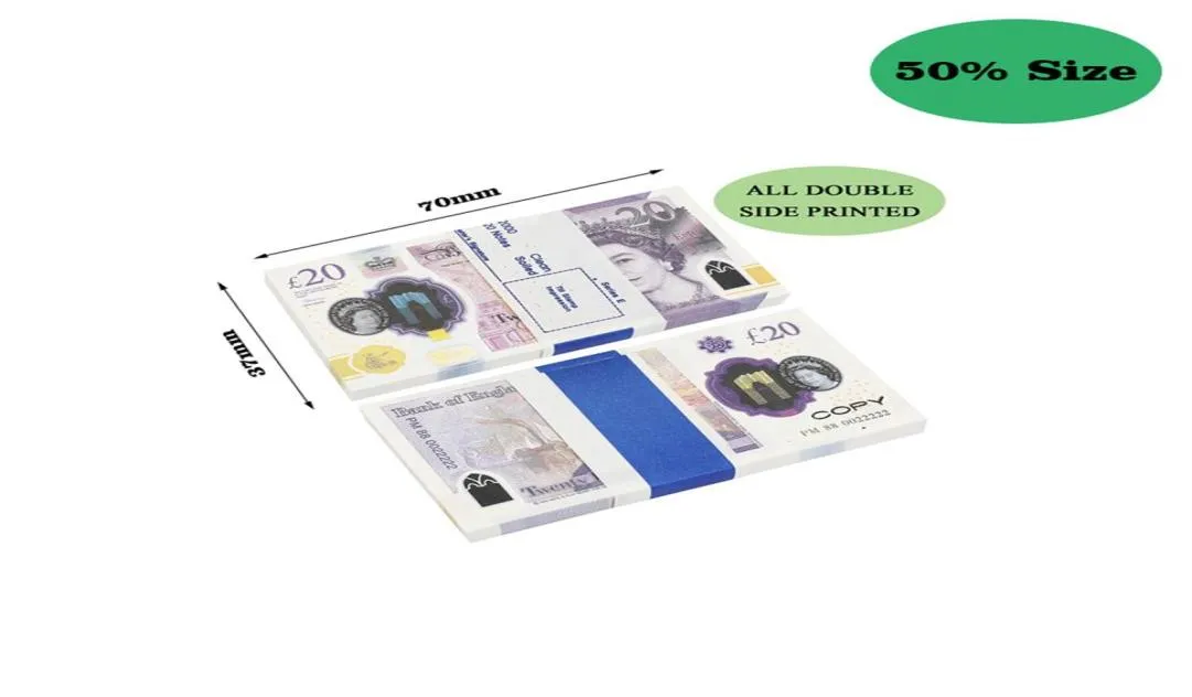 50 size party Replica US Fake money kids play toy or family game paper copy uk banknote 100pcs pack Practice counting Movie prop 7966278
