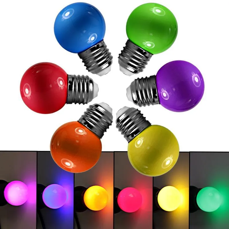 Ampul Bombiller Mini Renkli RGB LED Ampul Işık E27 Dış Mekan Dekorasyon Lambası Noel Tatil Aydınlatma