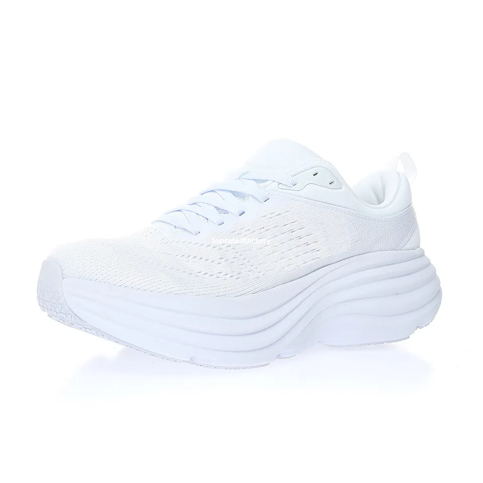 Triple White Hoka Bondi 8 Running Shoes: Mens Sports Sneakers For ...