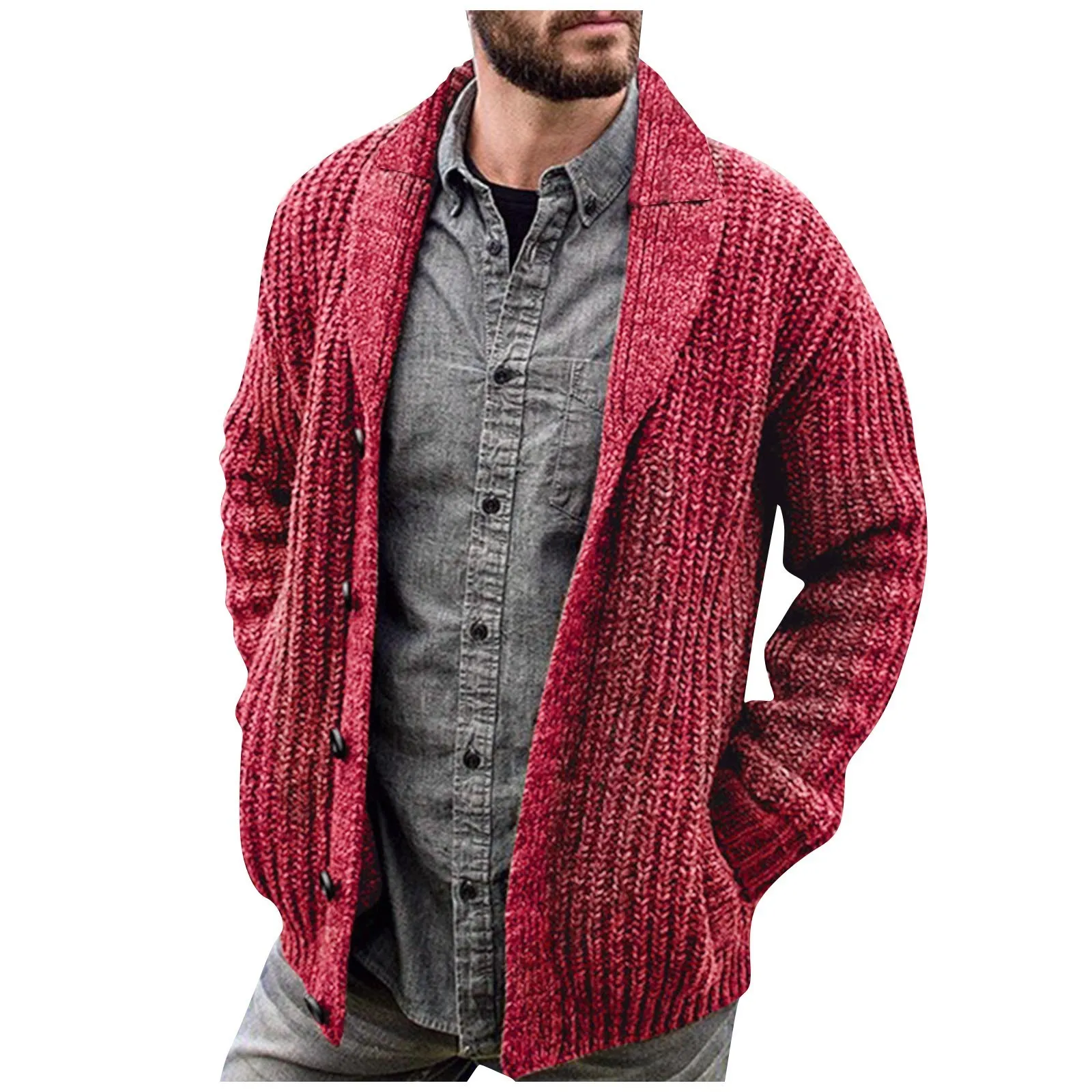 Hommes chandails Gilet Cardigan chaud hiver col châle bouton devant câble tricoté manteau veste Jersey Hombre 221130