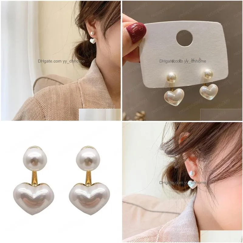 Dangle Lustre Simated Pearl Earring Coeur Forme Perles Pendentif Boucles D'oreilles Lady Style Dangle Party Bijoux Pour Femmes Drop Delivery Dhivd