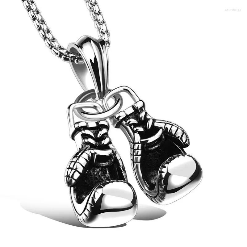 Pendentif Colliers Hip Hop Gant De Boxe Collier Pour Hommes Garçons Cou Chaîne Rue Rock Cool Mode Sport Fitness En Acier Inoxydable Bijoux