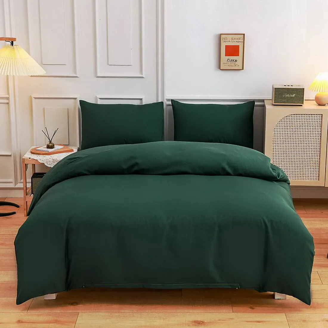 Set di biancheria da letto design set di biancheria da letto verde scuro copripiumino per la casa lenzuolo federa king queen full size singolo 3 pezzi 4 pezzi 221129