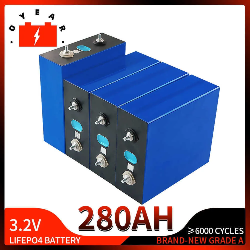 LIFEPO4 280AH Batteri 3.2V Uppladdningsbart litiumjärnfosfatcell Solar 12V 24V 48V RV Båt Solen Energilagringssystem