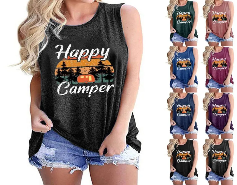 Женщины под водителями Happy Camper Print Fit Fit Print
