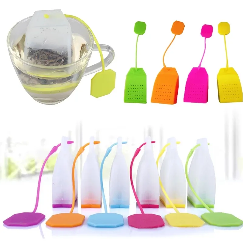 Zakstijl siliconen thee zeefe thee infuser filter keuken accessoires groothandel p1130