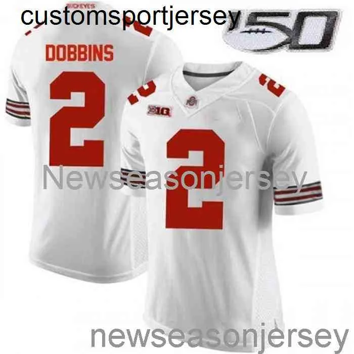 Zszyty Ohio State Buckeyes #2 J.K. Dobbins White NCAA Jersey 150th Custom Dowolne nazwisko Numer xs-5xl 6xl