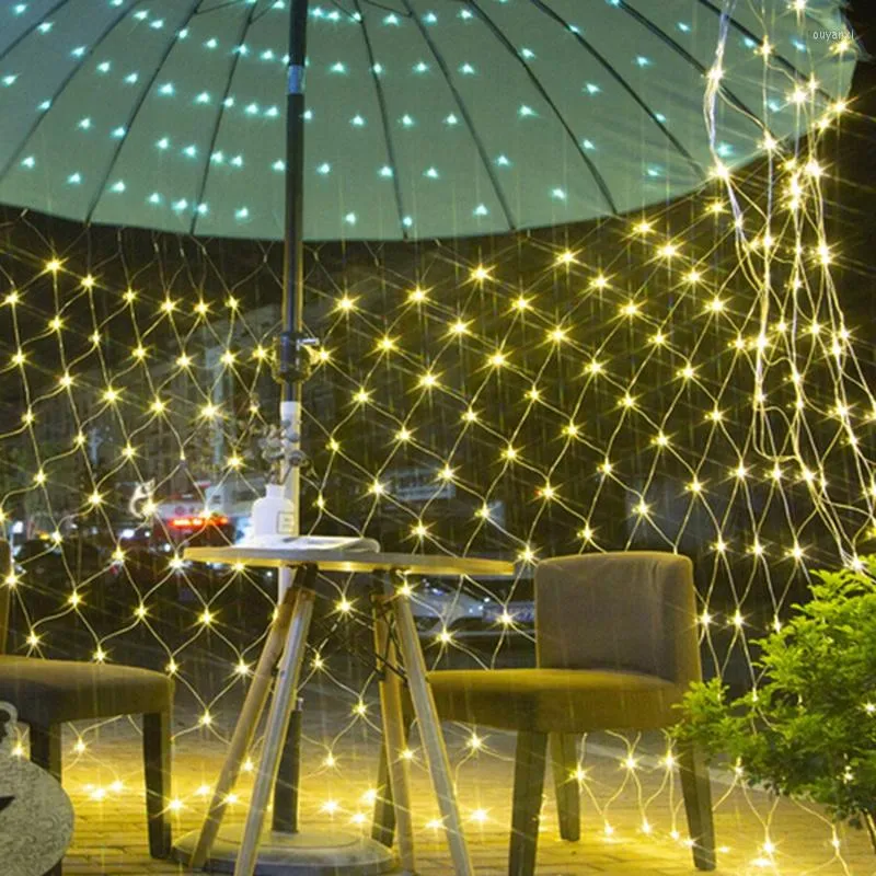 Cuerdas LED Cadena de luces de hadas Cortina de malla de red romántica Impermeable Decorativo para Navidad Decoración de jardín de bodas al aire libre