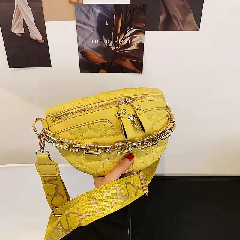 TABE TABY POCHETE XADREZ Couro Feminina Bolsa Tiracolo de Ombro Crossbody Luxo Com Correntewaist Bag