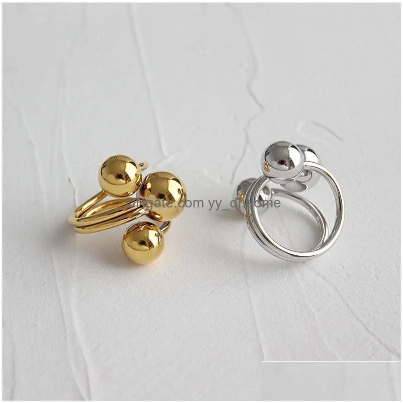 Band Rings Jewelry Ring Sier Color Special Designer Ball Geometric Cool Hip Hop Wide Rings Gold Fashion Finger Drop Delivery Dhakg