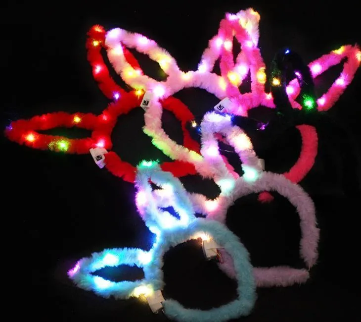 Decorações de Natal Kids Kids Easter Bunny Rabbit Ears Cosplay Criança Crianças adultas de cabelo macio de cabelo macio de cabelo led led