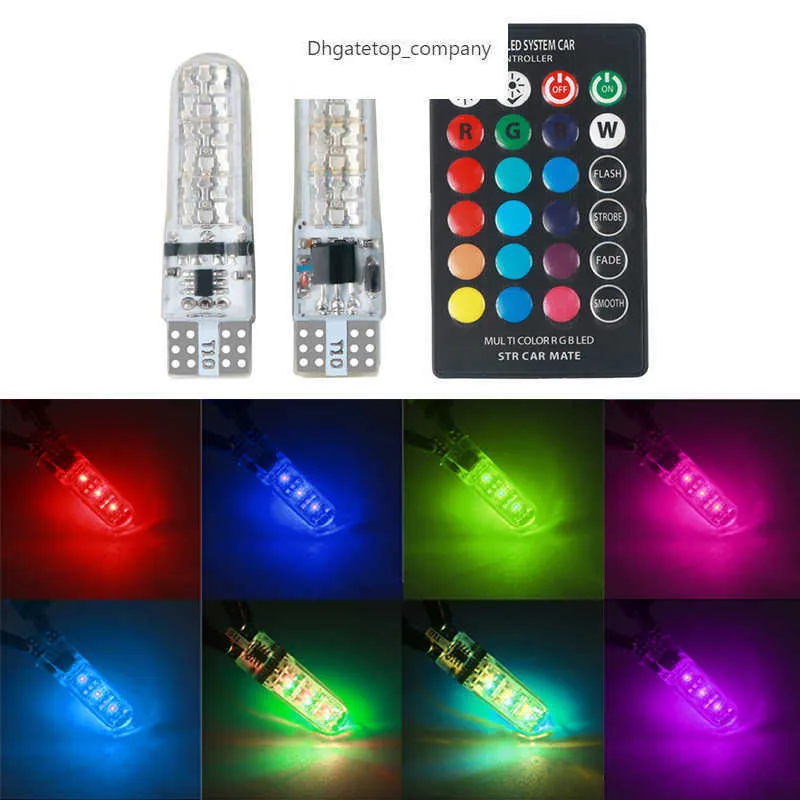 2 pezzi RGB T10 5050 W5W luce per auto telecomando lampadina a LED parcheggio atmosfera lampada stroboscopica può scegliere molti colori
