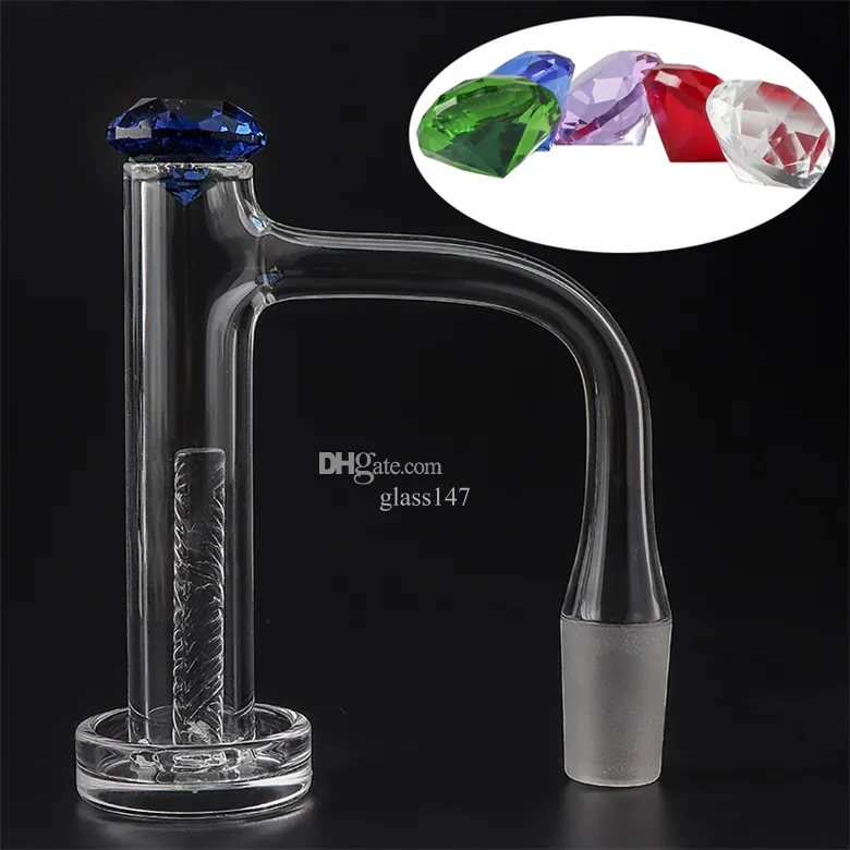 Volledige lascontroletoren Quartz Banger Roken Afgeschuinde rand 16 mmOD Rookspijkers met 20 mmOD Diamond Carb Cap Stevig geëtste Terp-pijlers voor glazen waterpijp Dab Rig-pijpen