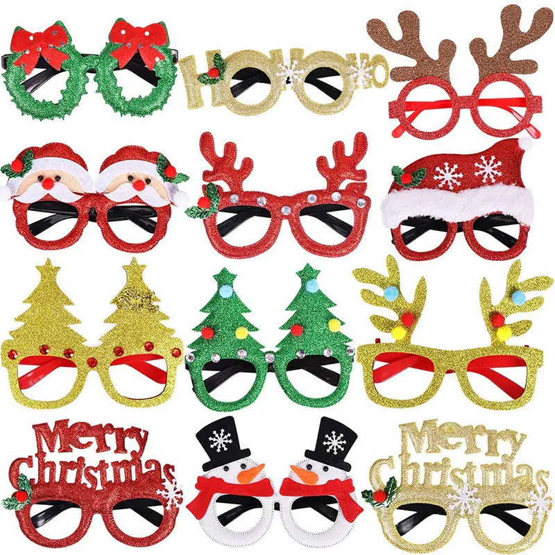 Dekoracje świąteczne 12PCS okulary Glitter Party Ramki Dekoracja kostiumów okularów na przyjęcia Wakacyjna przychylność 221130