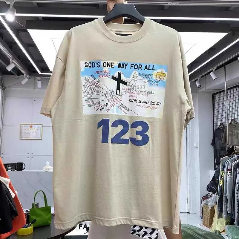 Men's T-Shirts Church cross print oversize short sleeve t-shirt T221130