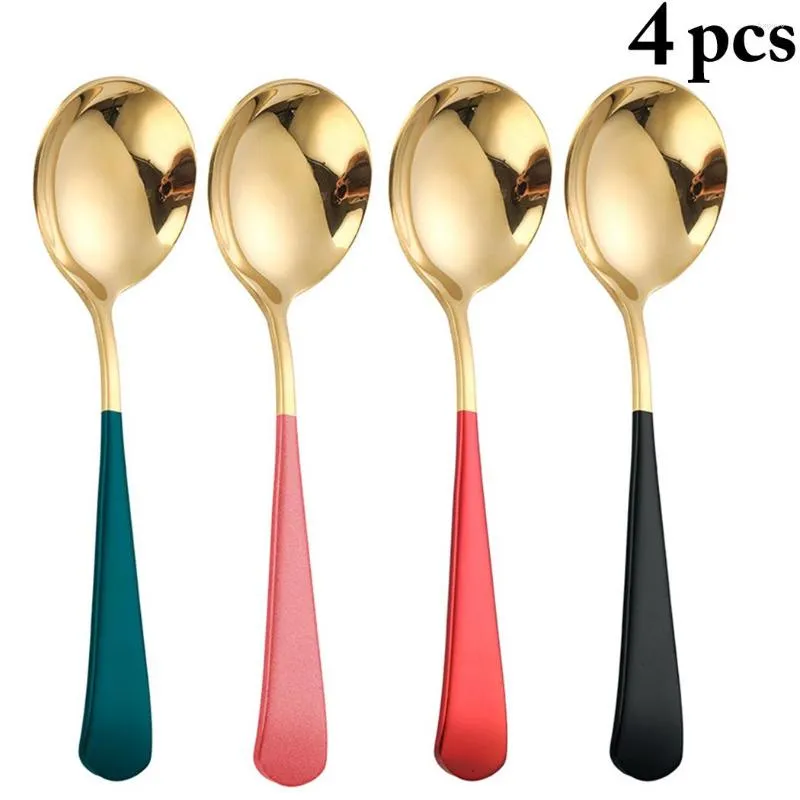 Dinnerware Sets 4Pc High Quality Soup Spoon Stainless Steel Creative Cute Dinner Table For Kids Portable Kitchen Tools