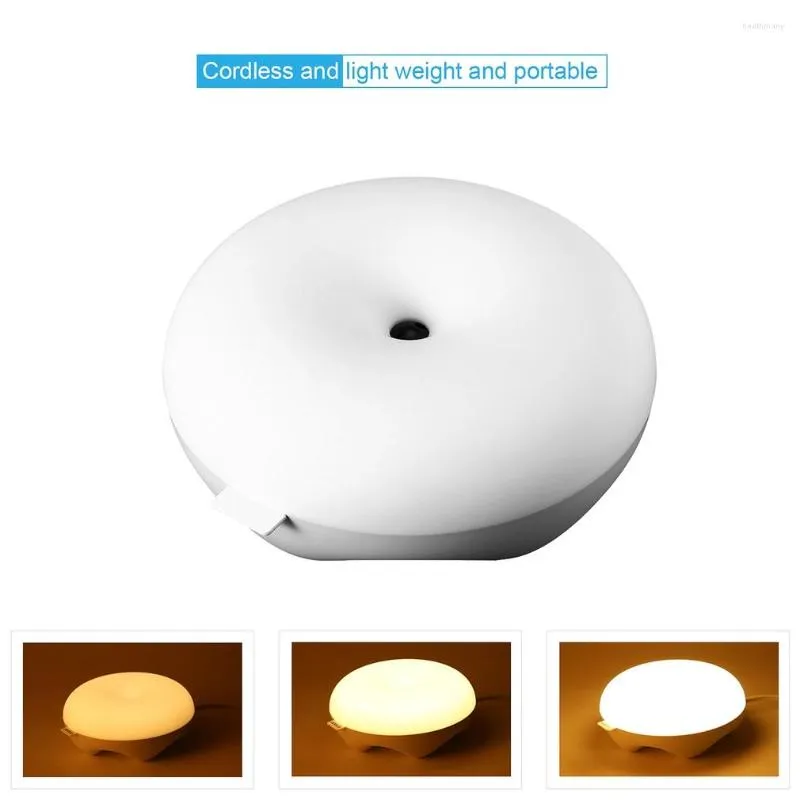 Night Lights ICOCO Portable Smart Gesture Sensor Light Donut Shape Cordless Lamp USB LED With Fast Charging Port