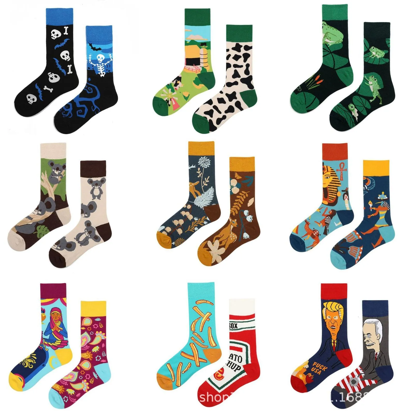 Mens Socks Mandarin Duck Asymmetric AB Socks Net Red Ins Animal and Plant in the Tube Cartoon Mashing Sports Cotton 221130