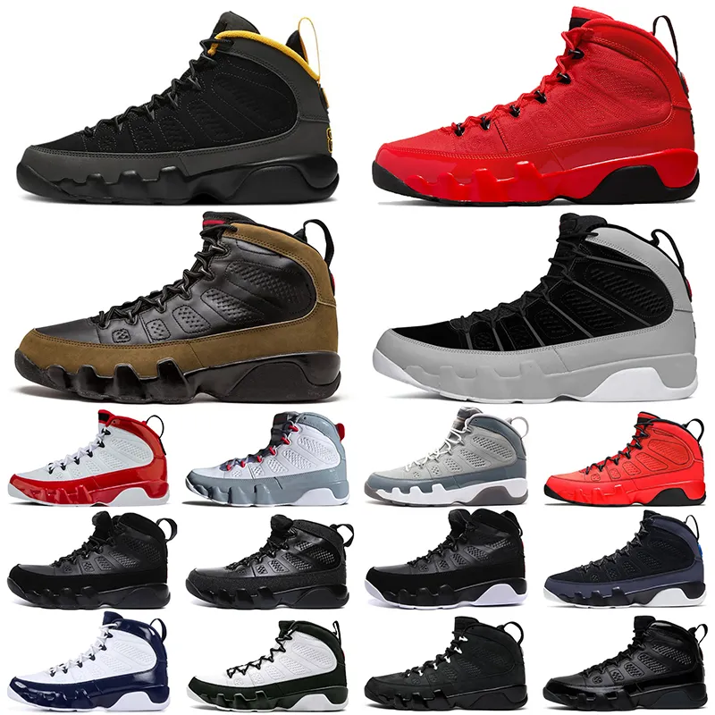 Jumpman 9 IX Classic Basketball Zapatos Olive 9s Mujeres Mujeres Universidad Gold Og Space Jam Sports Boot Boot Jone Anthracite Partícula Gris Chile Red Sneakers 40-47