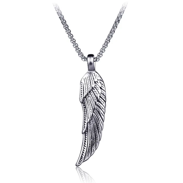 Anncient Silver Bird Feather Pendant NeacKlaces Retro rostfritt stål män nattklubb halsband fina mode smycken