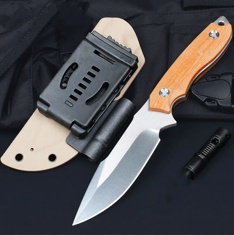 Flera ändamål Överlevnad Fixad Blade Knife D2 Satin Blade G10 Handle Outdoor Camping Hunting Straight Knives