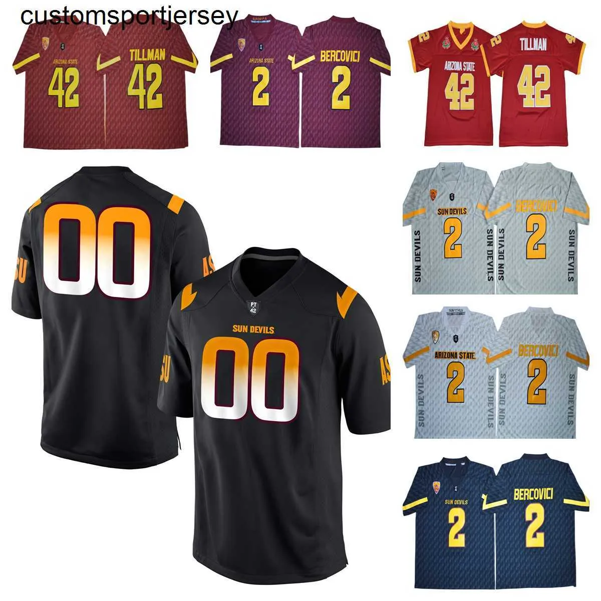 Estado Sun Devils College Jerseys de futebol personalizado NCAA Tillman Daniels Trayanum White Bourguet Ngata Hodges Butler Pierce Suggs