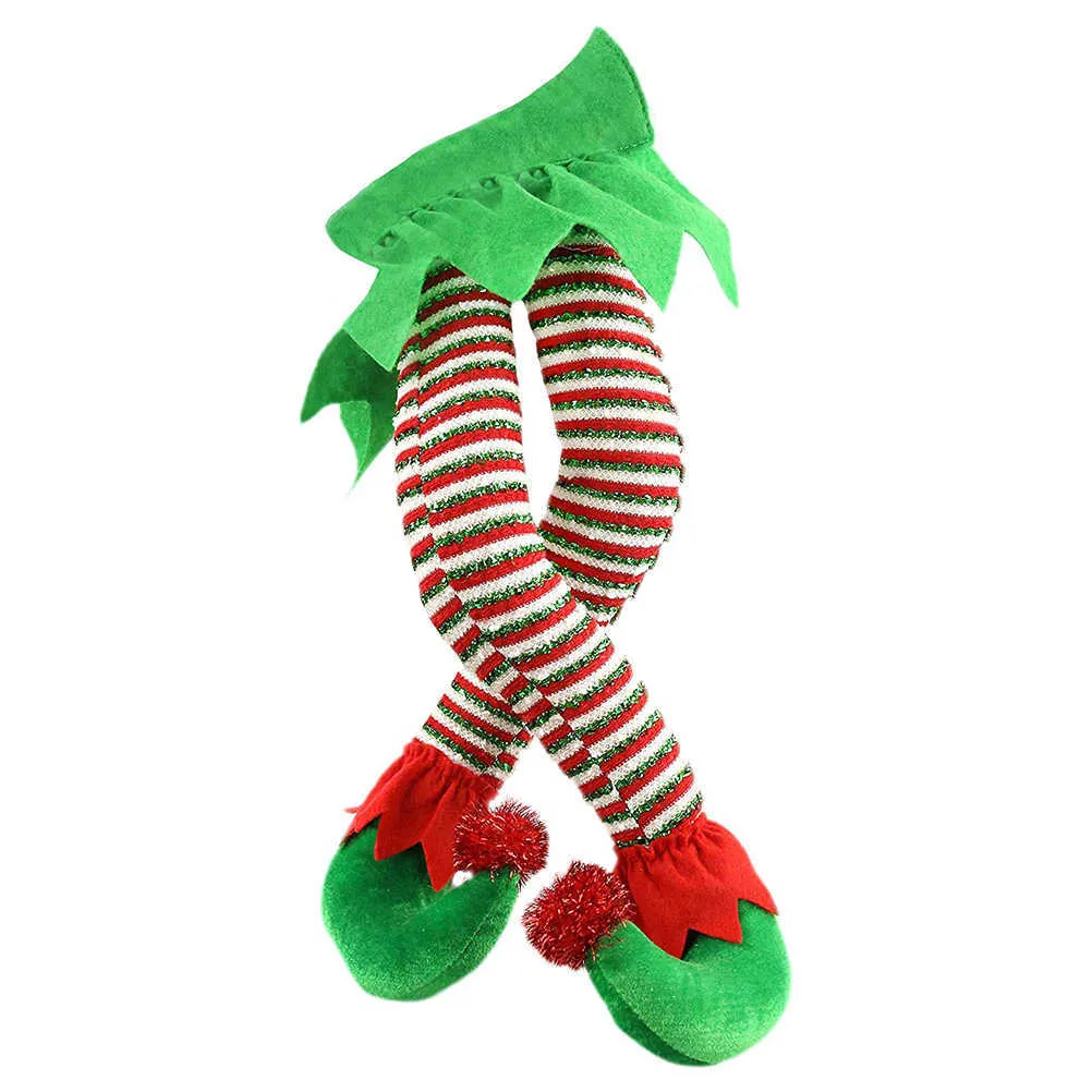 Décoration de noël maison ornements Santa elfe jambes en peluche pieds en peluche avec des chaussures arbre de noël ornement décoratif 2023