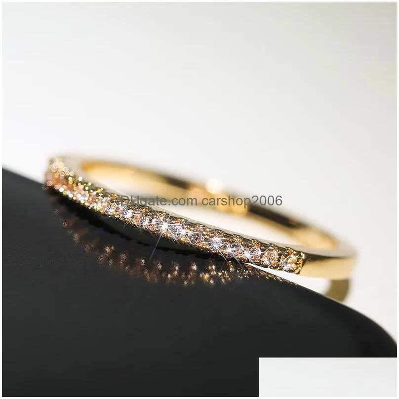 Bandringe Modeschmuck Frauen Einfacher Ring Zirkon Finger Drop Lieferung Dh1Rh