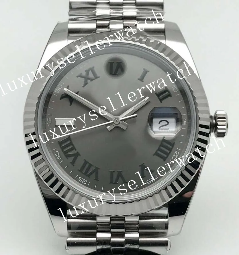 Мужская супер чистая фабрика Top Edition Datejust 41 -мм серебряный циферблат с палкой серые римские 904L Blue Sapphire Crystal Новый стиль Ролизаторный роли.