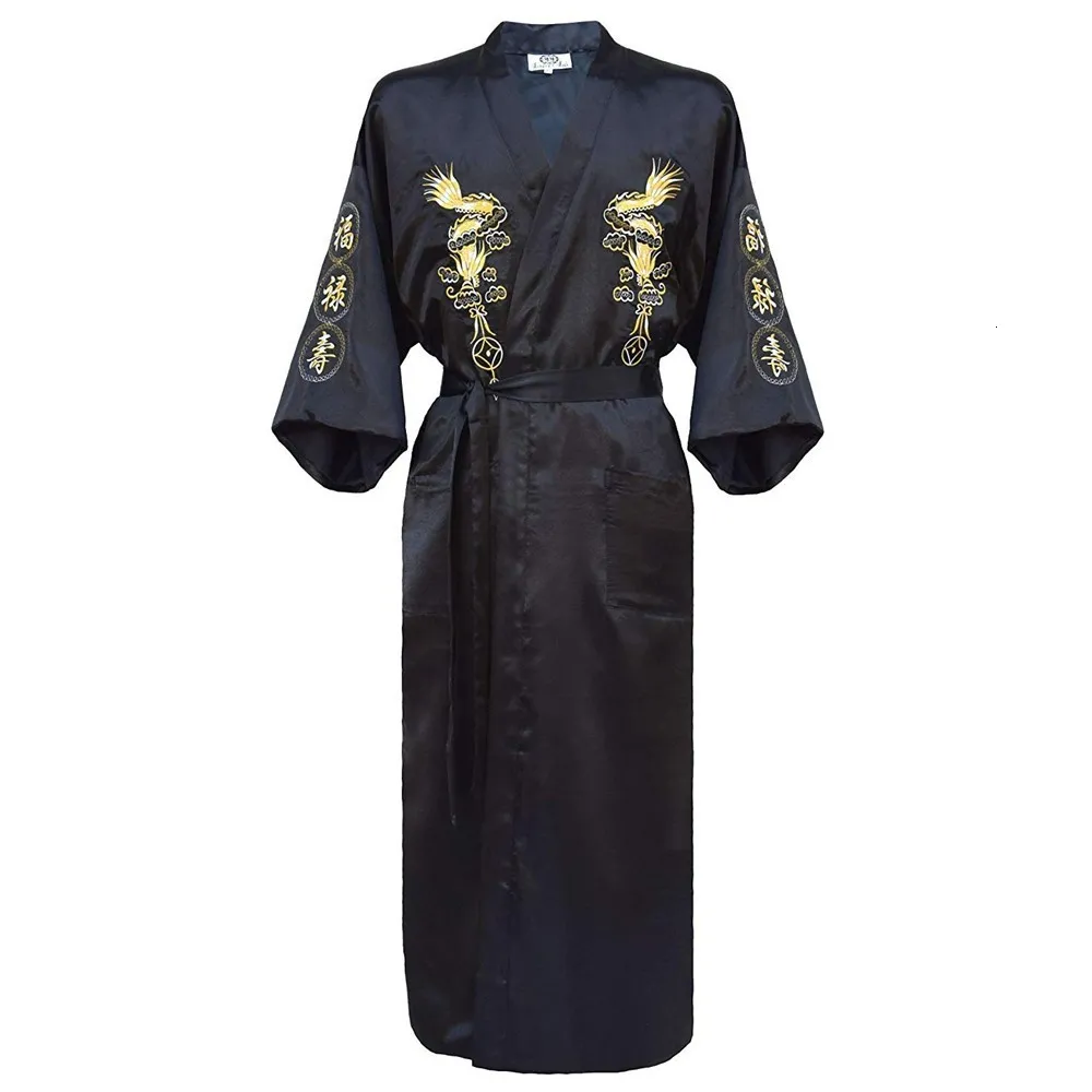 Robes pour hommes Kimono Peignoir Robe Maison Vêtements PLUS TAILLE 3XL Hommes chinois Broderie Dragon Robe Traditionnelle Homme Vêtements de Nuit Lâche Vêtements de Nuit 221130