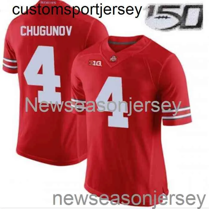 Zszyty Ohio State NCAA Jersey 150th Buckeyes #4 Chris Chugunov Red Custom Dowolne numerze XS-5xl 6xl