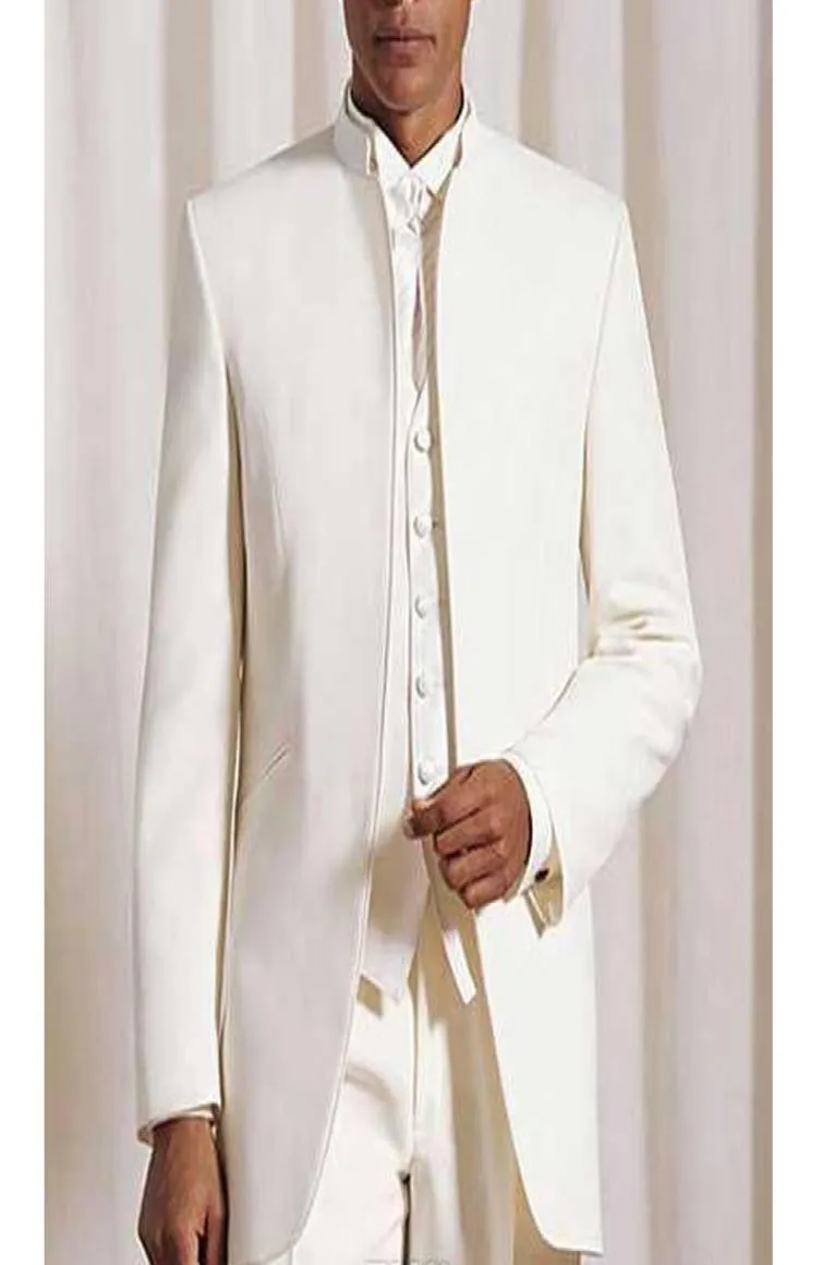 Vintage Long Groom Wedding Tuxedos 2018 Three Piece Custom Made Single Breasted Men Suits Jacket Pants Vest3187373