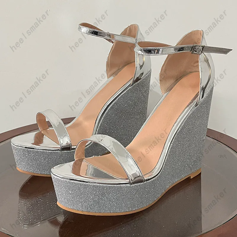 Silver wedge top heels for prom